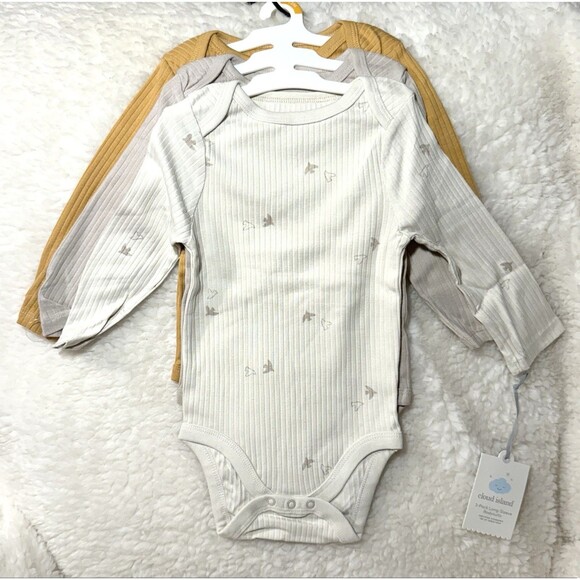 Cloud Island Baby Neutral 12 Months Long Sleeve Bodysuit 3pc Set Fall Colors NWT - Picture 2 of 4